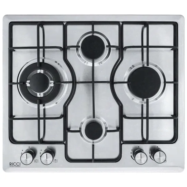 Встраиваемая варочная поверхность газовая 4х конфорочная RICCI HBS4519F Нерж сталь